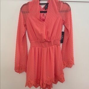 Coral Long Sleeve Romper